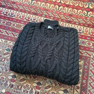 Men's Black Cable Knit Sweater